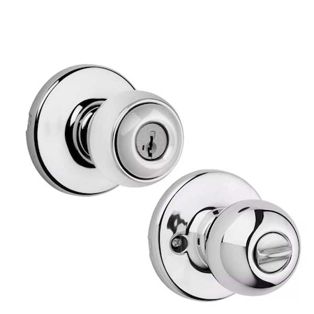 Kwikset Kwikset: Polo Entry Door Knob with Round Rose / Satin Chrom / with SmartKey Technology KWS-400P-RDT-SMT-26D